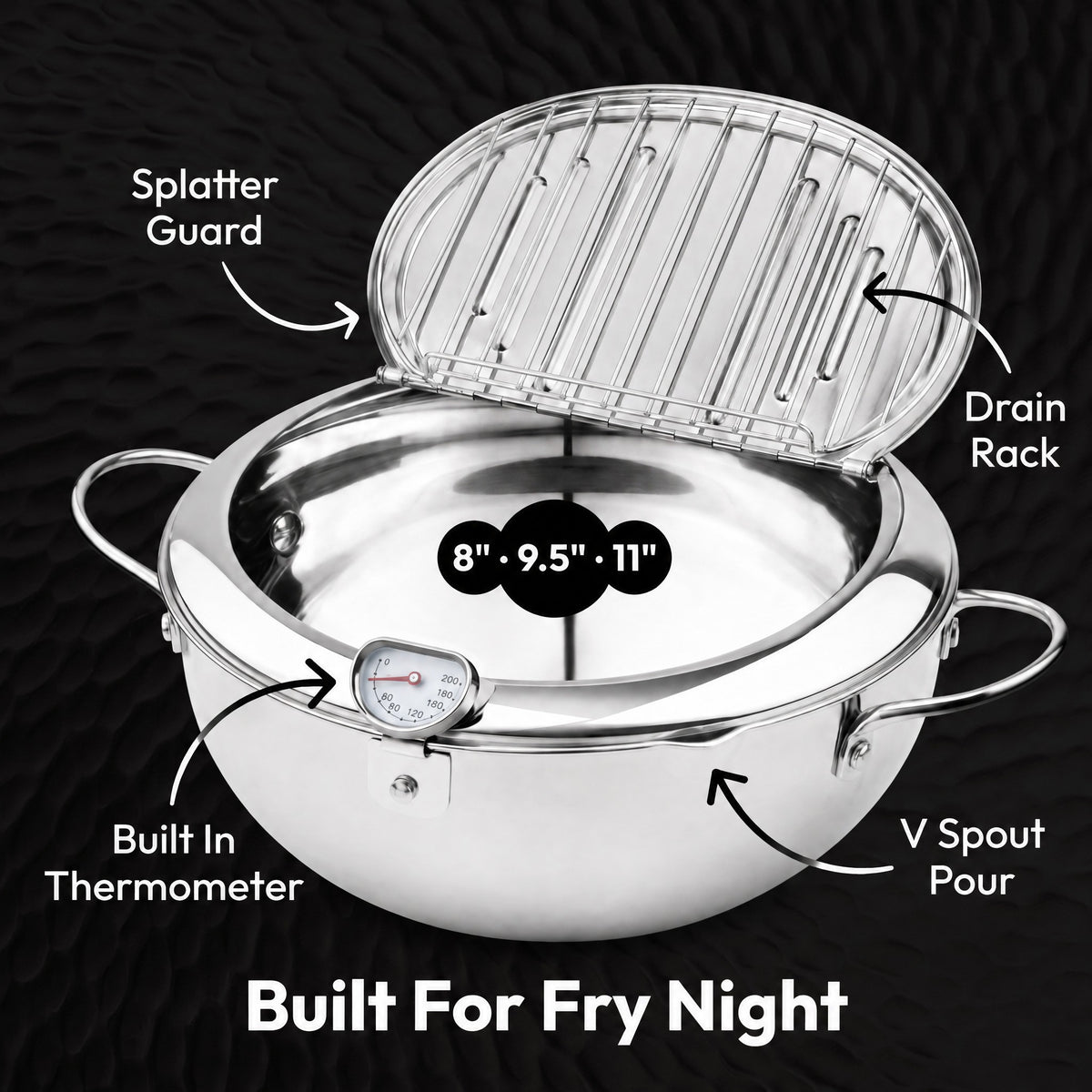 Karuya Fry Pot features and sizes