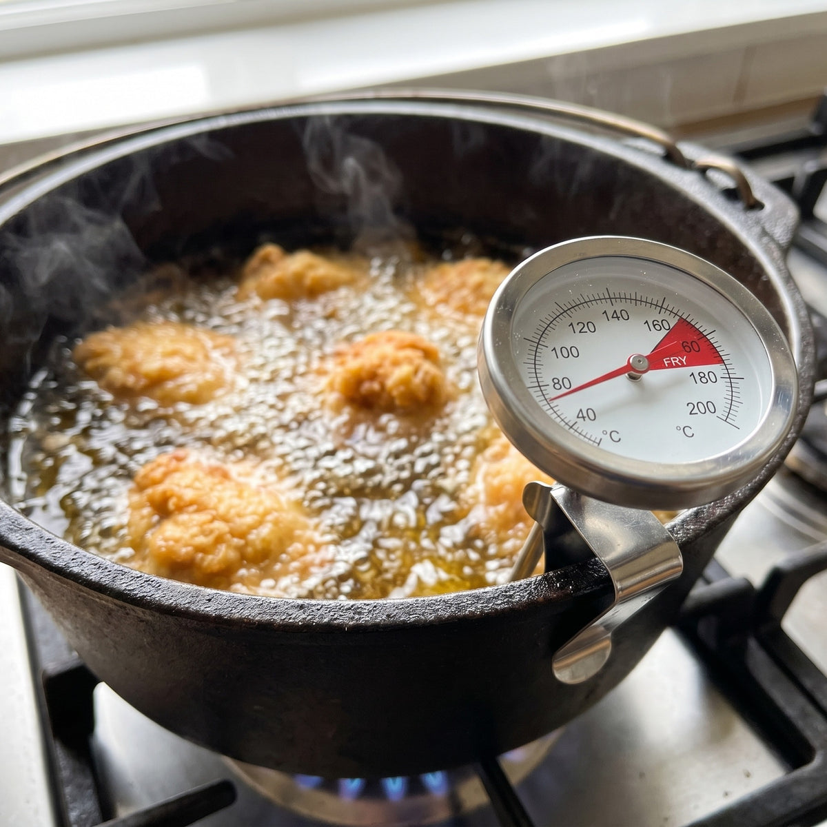 Deep Fry Temperature Probe in use
