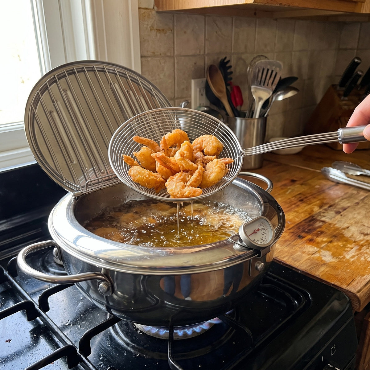 Fry Spider Strainer in use